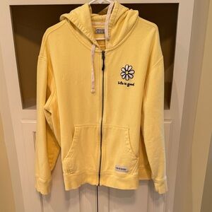 Life Is Good Yellow Zip-Up Hoodie Sweatshirt